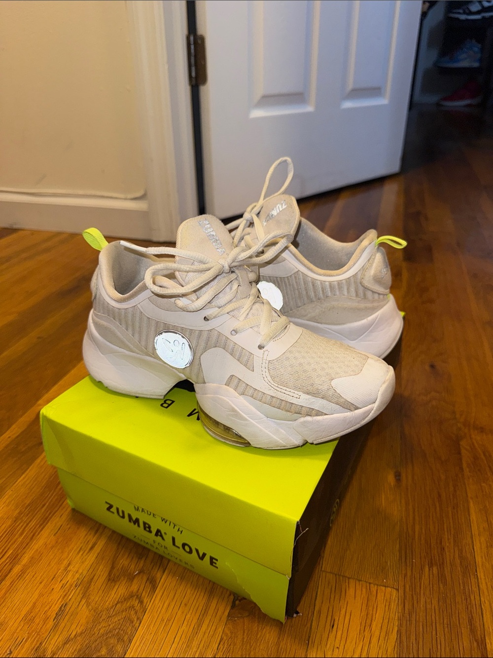 Zumba Fitness Beige and Neon Yellow Women’s Sneakers